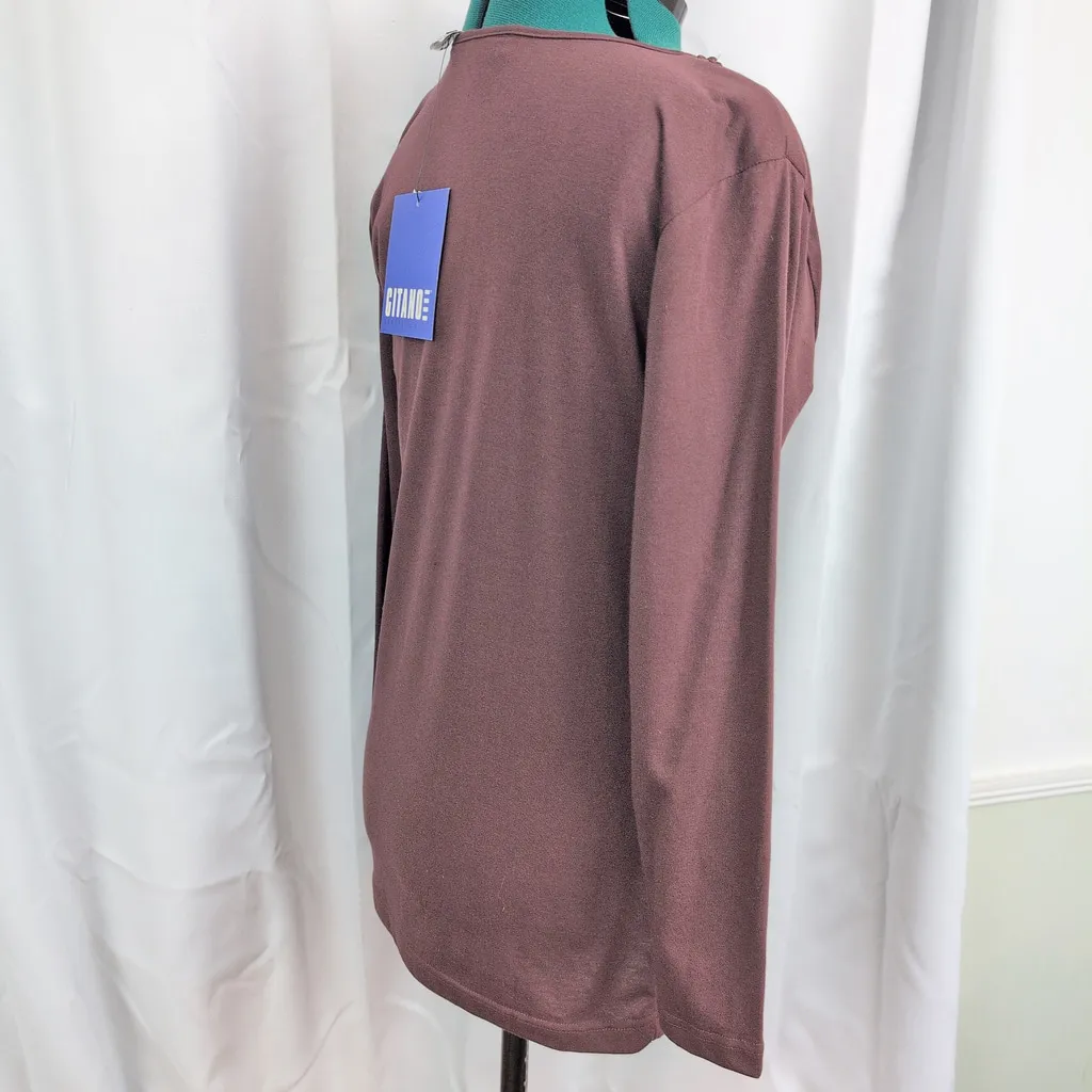 Deadstock Gitano Ladies' Brown Embroidered Top Medium - Image 3