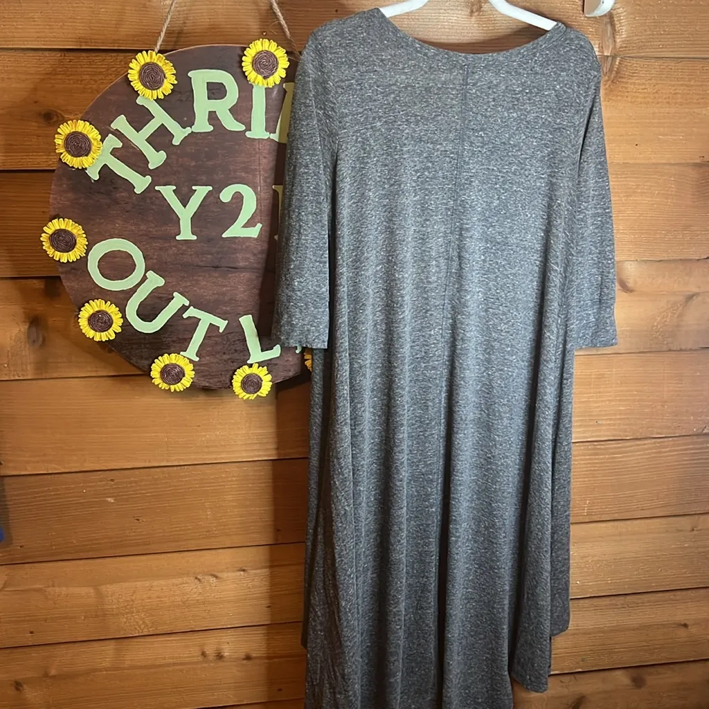 Wishlist Cotton Grey High Low Maxi Tunic T Shirt Dress Button Scoop Neck Long - Image 5