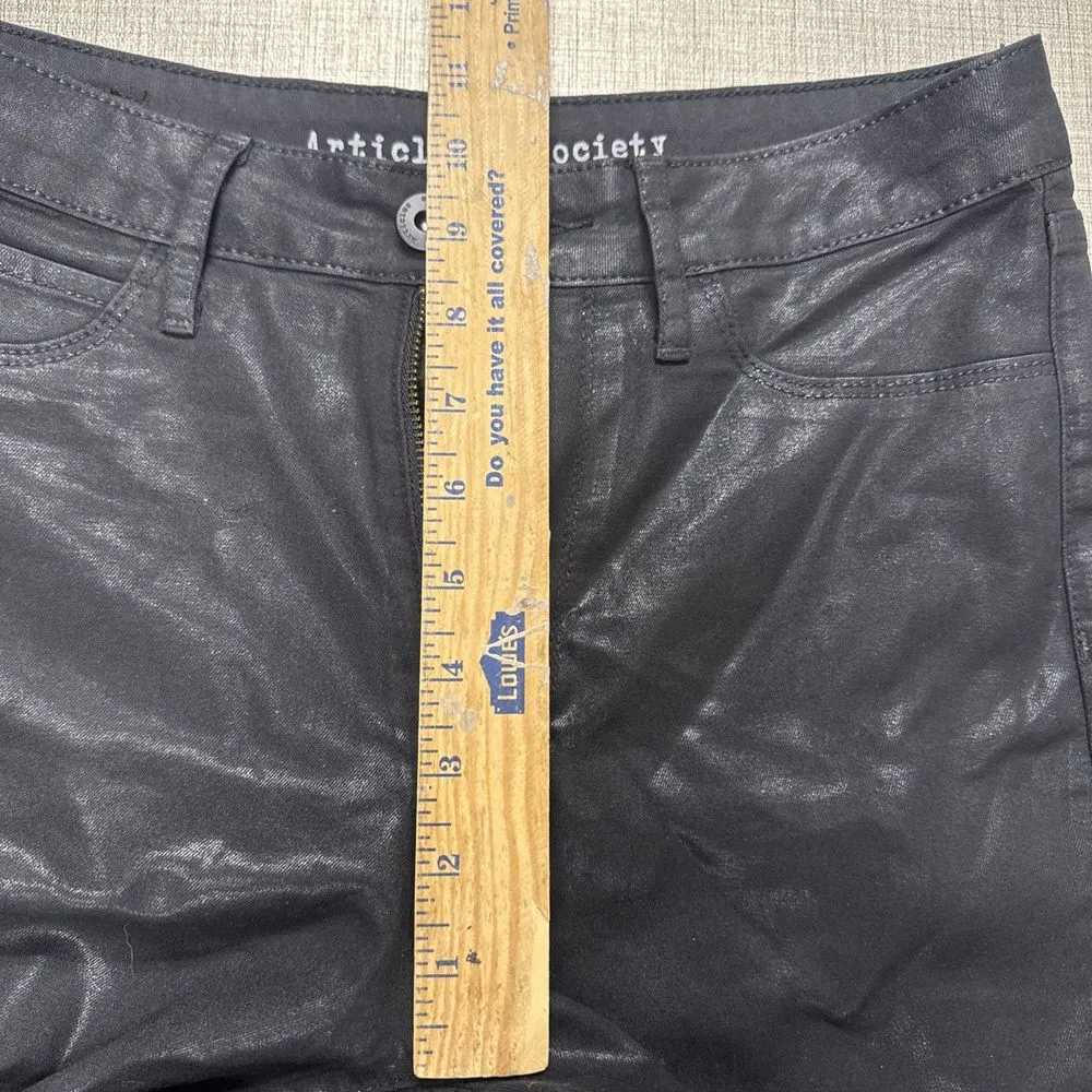 Articles of Society Womens Sz 27 Black Coated Crop Jeans Mid Rise Stretch - Image 5