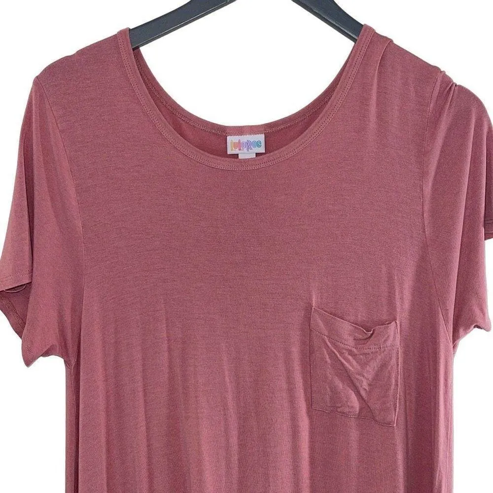 Lularoe Womens Hi Low Dress Round Neck Short Sleeve Midi Casual Pink Size Medium - Image 2