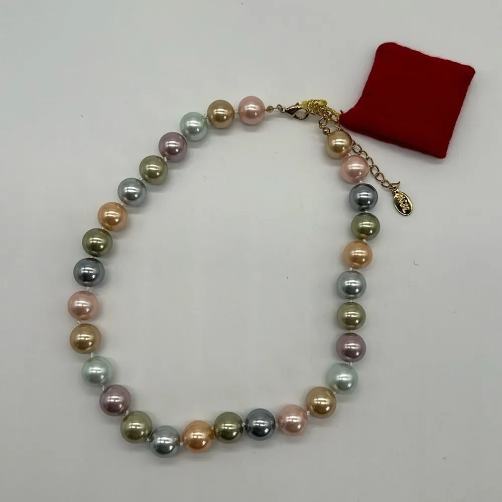 New Kenneth Jay Lane 2009 Inaugural Simulated Pearl Necklace Original Box Pastel - Image 5