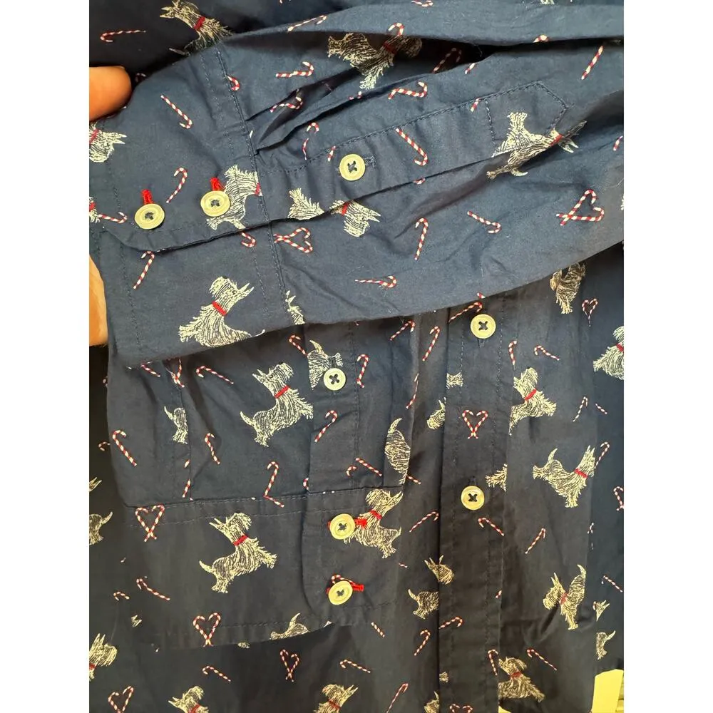 Talbots CLASSIC COTTON SHIRT - SWEET DOG, Scottie dogs & candy canes size medium - Image 9