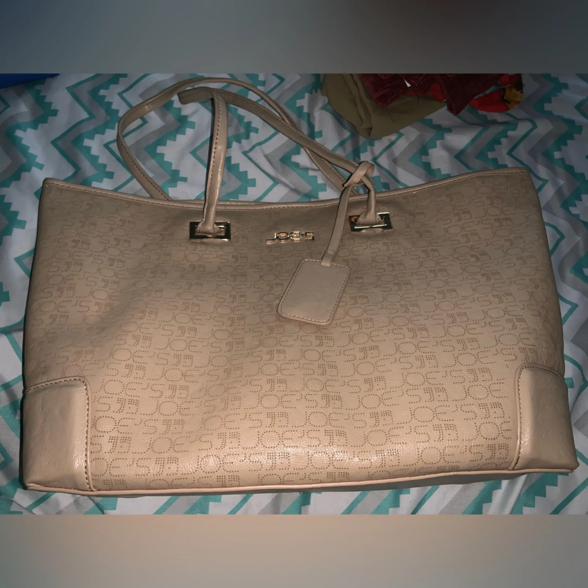 Joe's jeans faux leather Beige Tote Bag casual logo fall classic 
$78 boho - Image 2