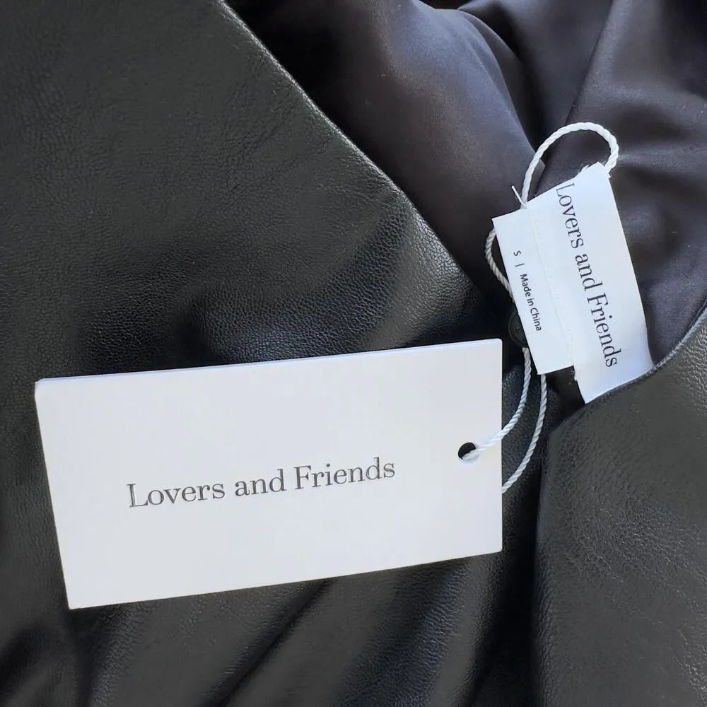 Lovers and Friends Romper Small Black Faux Leather Taina One Shoulder Mini Party - Image 5