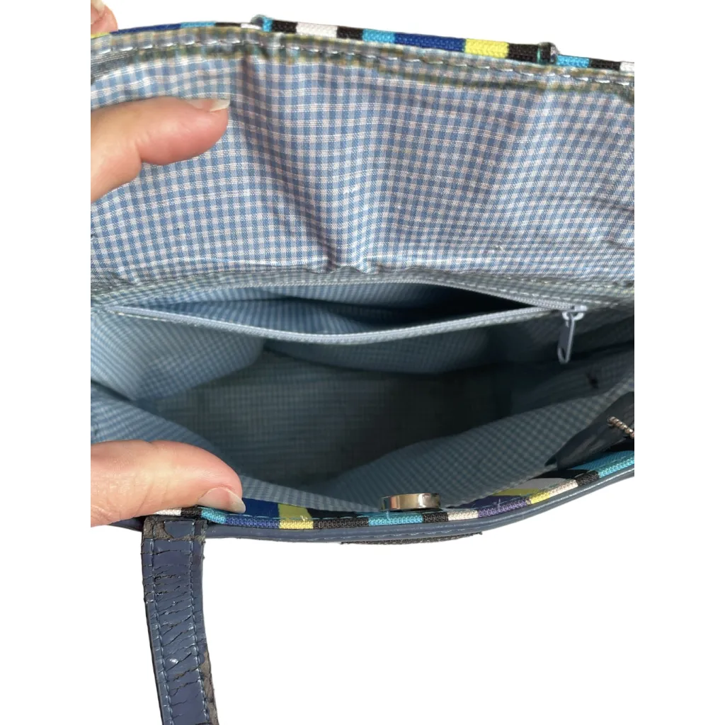 Women's Kate Spade Striped Canvas Tote Bag Blue/Yellow - Image 2