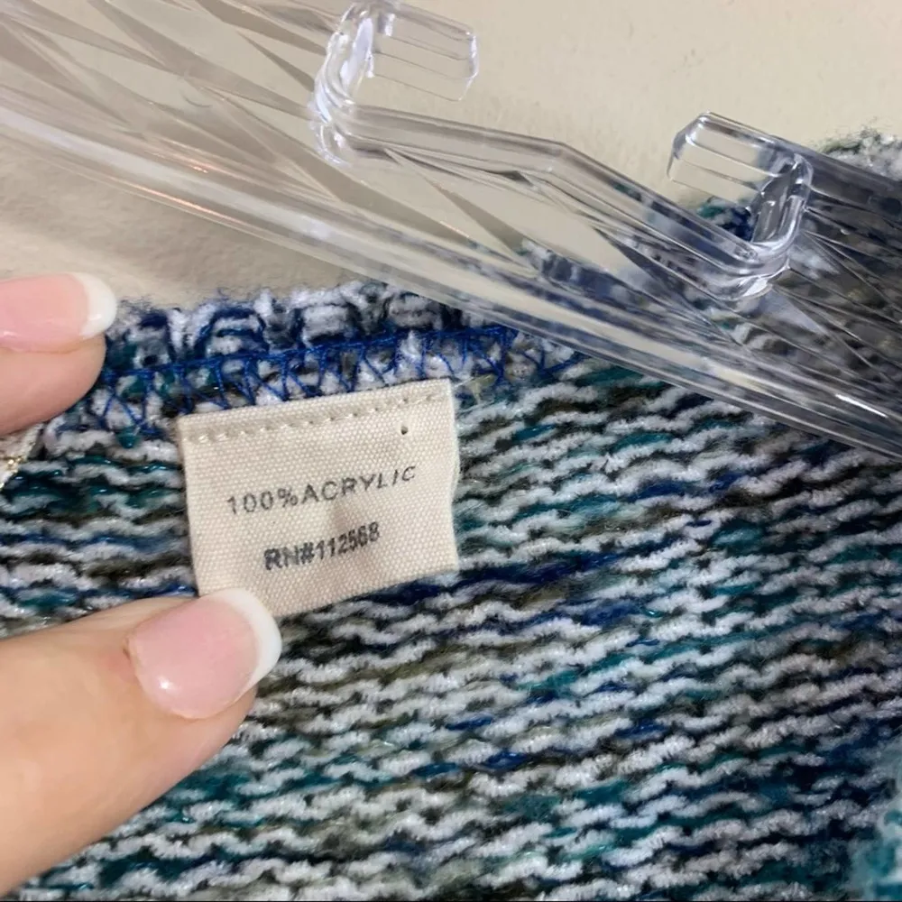 Miss Me Marled Blue/Green/Brown Beaded Detail Cropped Sweaters - Image 3