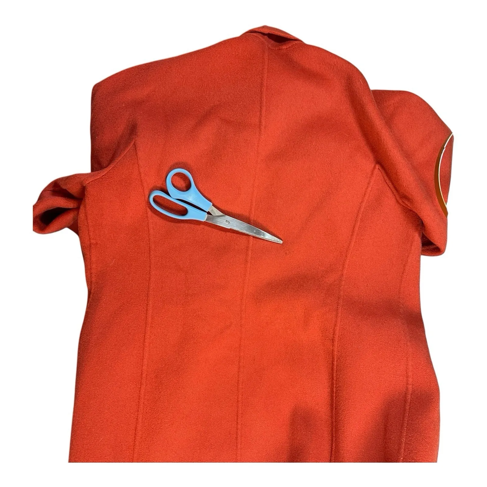 Carole Little Wrap Coat Red Wool Belted Shawl Collar Pockets Minimalist Medium - Image 5