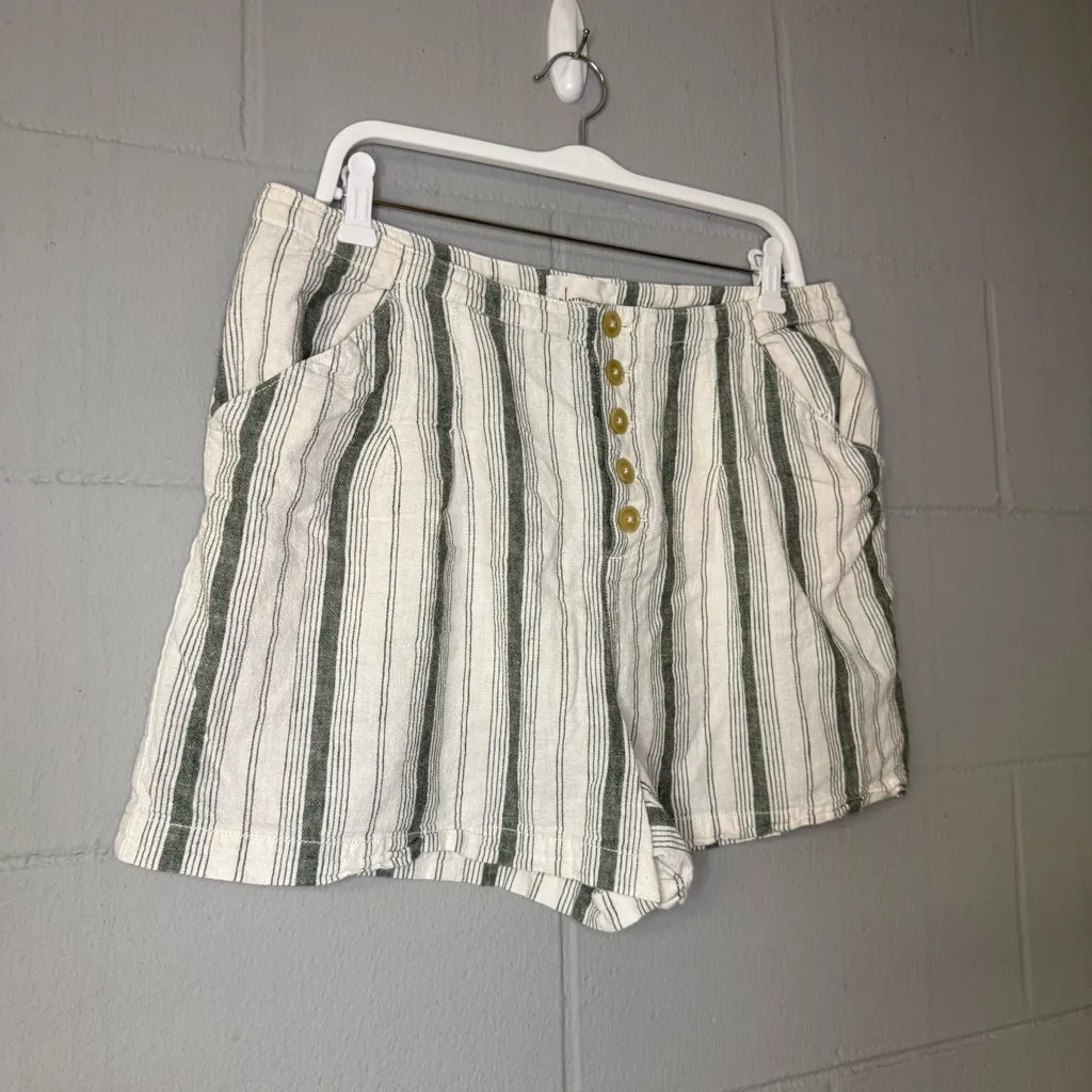 By Anthropologie Beachgoer Striped Linen Blend High-Rise Shorts Women’s Size 12 - Image 3