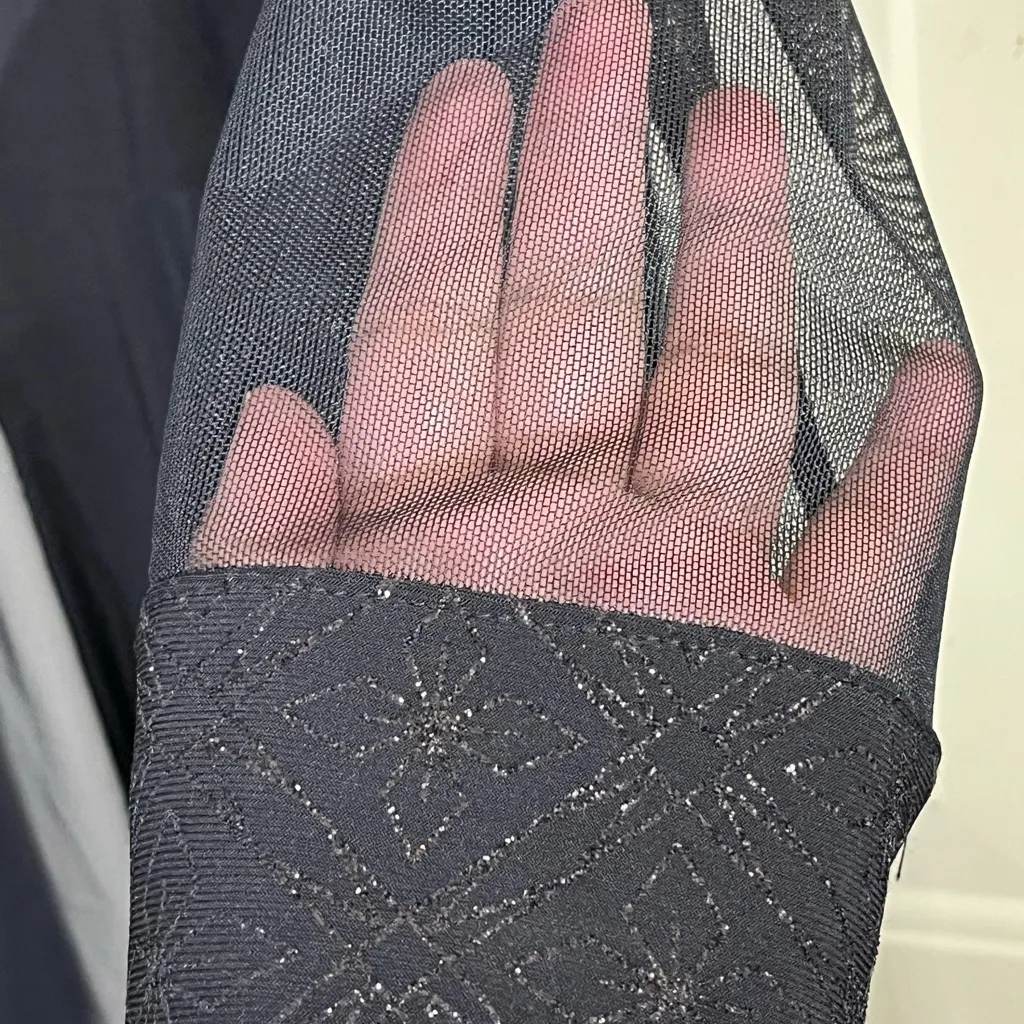 R&M Richards Black Sheer Mesh Open Front Jacket Cardigan Women’s Size M - Image 6