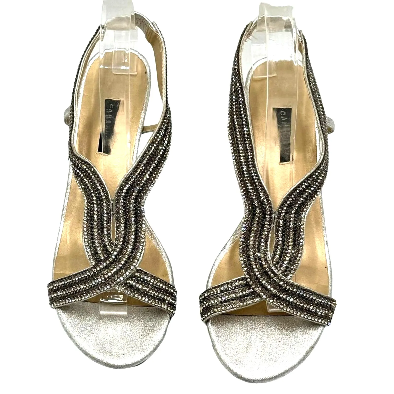 Caparros  Zorro T-Strap Evening Rhinestone Open Toe Slingback Heel 9 - Image 3