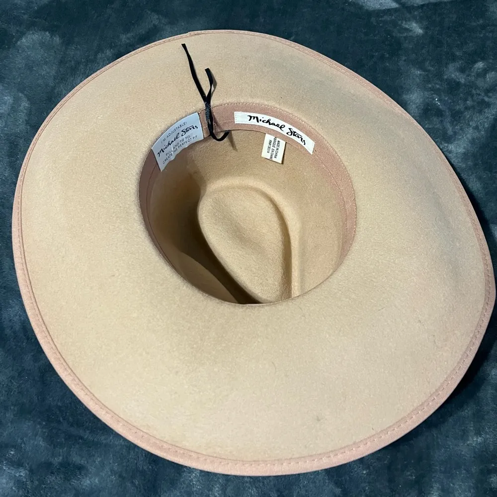 Michael Stars Wide Brim Tan Cream Wool Hat - Image 3