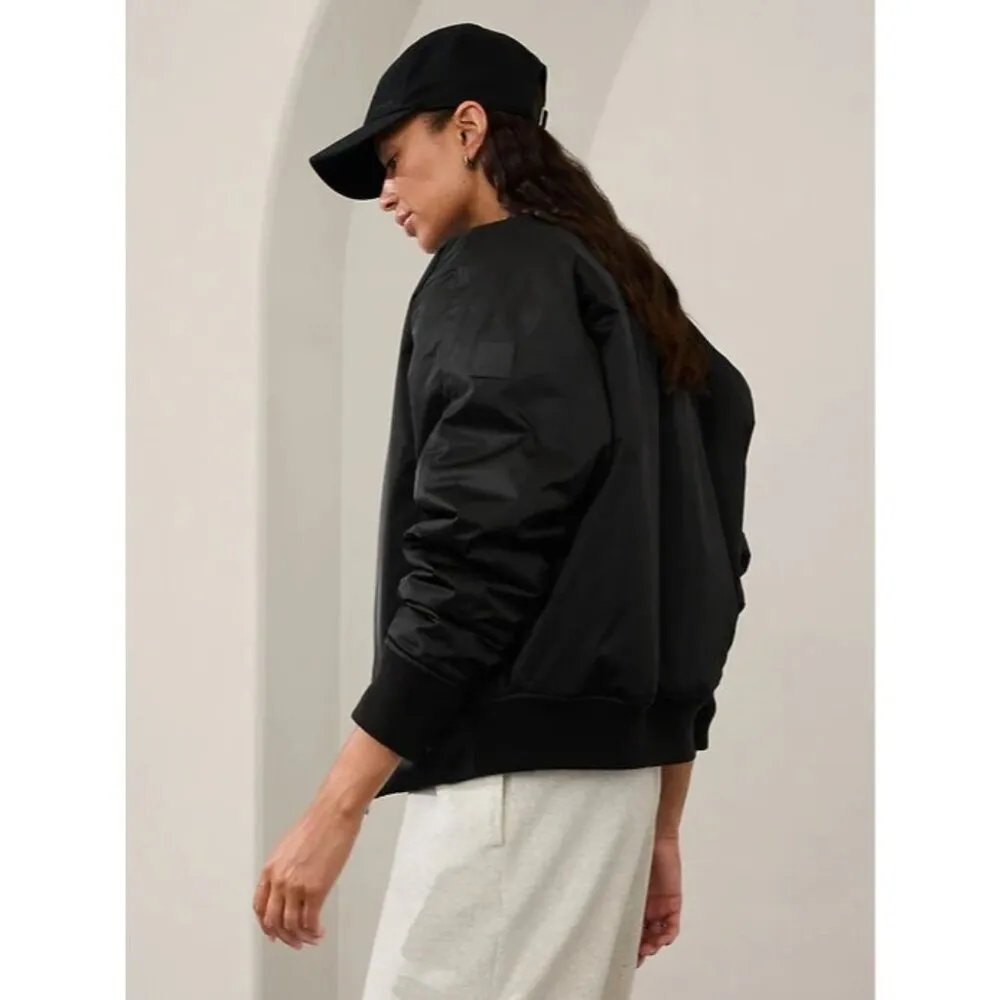 ATHLETA Sateen Bomber Black Medium Regular - Image 5