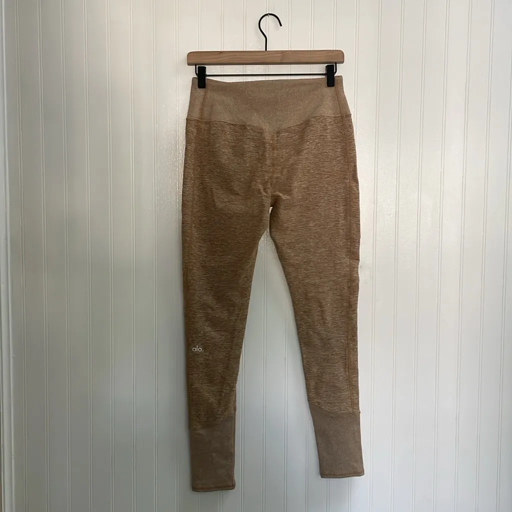 ALO YOGA Alosoft High-Waist Lounge Legging in Caramel Heather Size L - Image 3