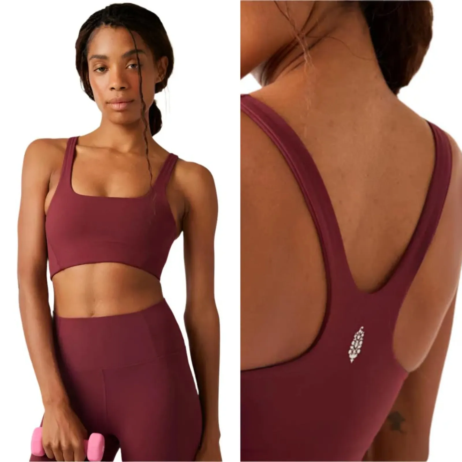 FP Movement Free People Never Better Square Neck Sports Bra in Oxblood - XS - Image 2