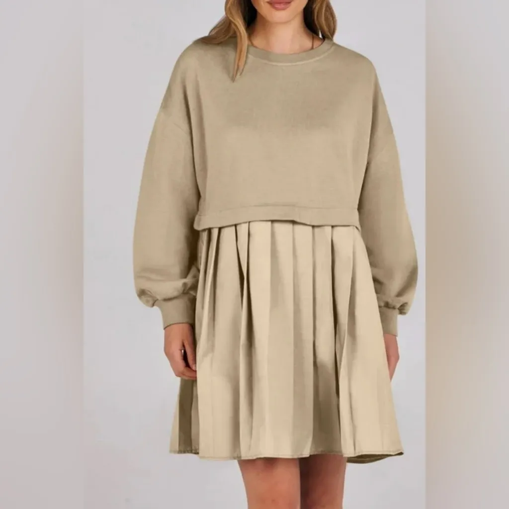 Anrabess Beige Pleated Dress - Image 2