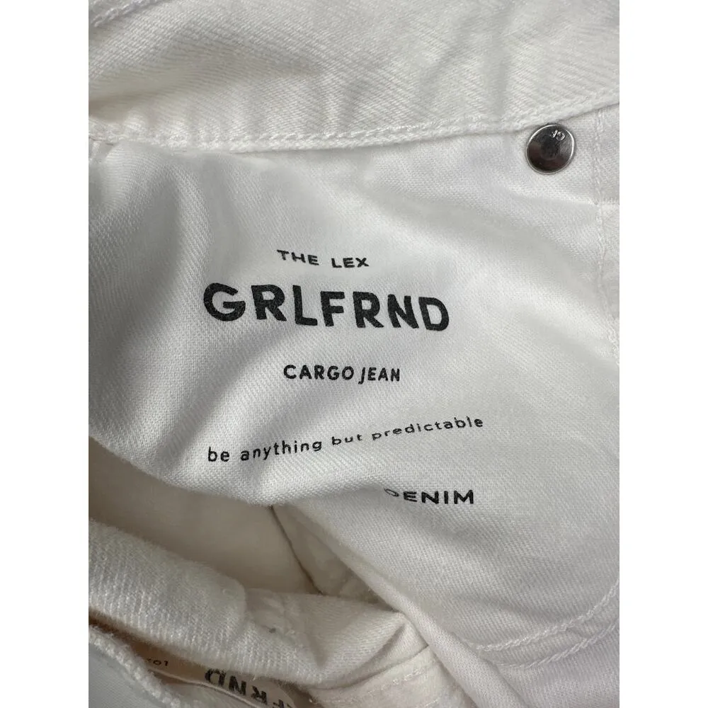 GRLFRND - The Lex High Rise Wide Leg Cargo Jeans in White - Image 4