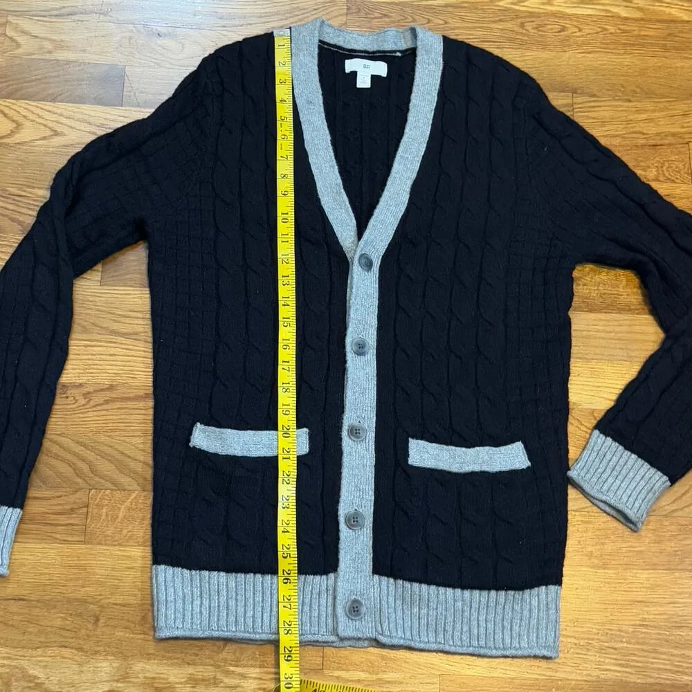 BP Women’s Small Black Gray Cable Knit Long Sleeve Button Cardigan Grandpacore - Image 6