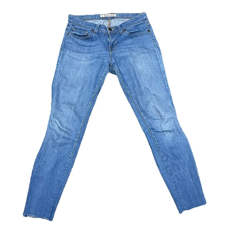 J Brand Low Rise Skinny Jeans Women’s 26 Light Blue Wash Raw Hem Ankle - Image 2