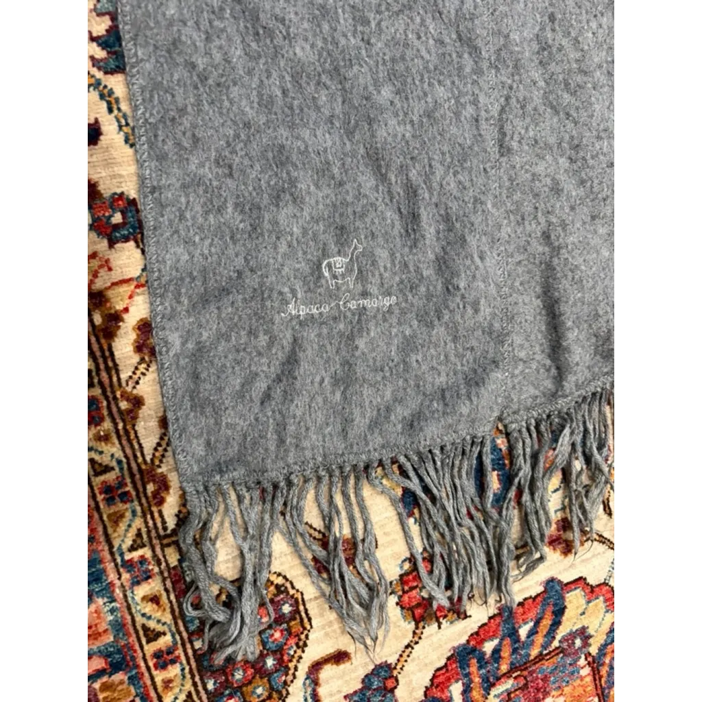 Alpaca Camargo Gray Fringe Scarf Soft Wool Feel Peru - Image 4