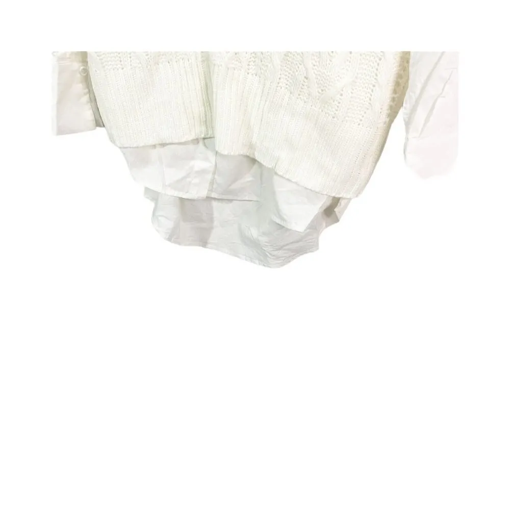 Shein X Wejdene M Office Sweater Dress Ivory Blouse Shift Knit Short Long Sleeve - Image 5