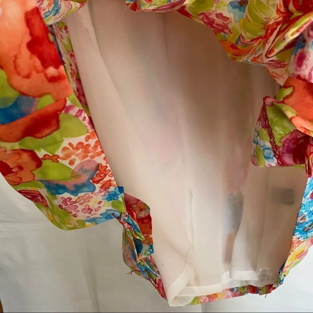 Nine Co Skirt 6P Multicolor Floral Print Pleated - Image 3