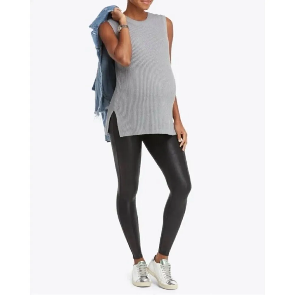 Spanx Mama‎ Faux Leather Pregnancy Over The Belly Maternity Leggings in Black XS - Image 2