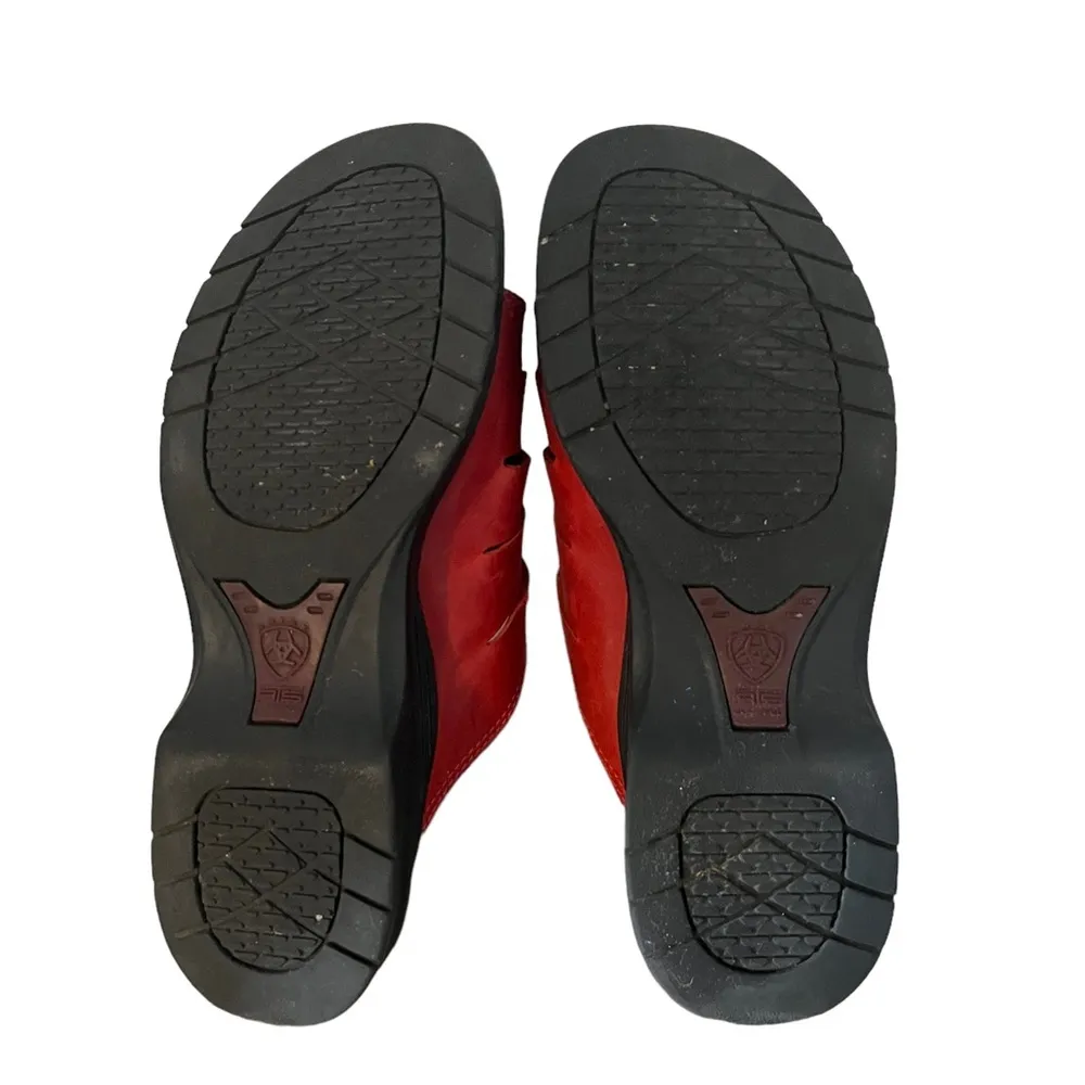 Ariat Style #96060 7.5B Red Leather Uppers Slip On Comfort Walking Sandals - Image 7