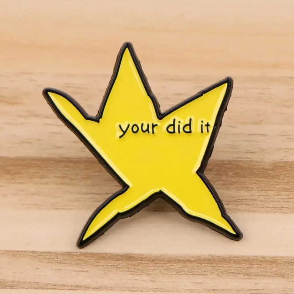 Gold Star “Your did it” enamel pin Yellow - Image 3