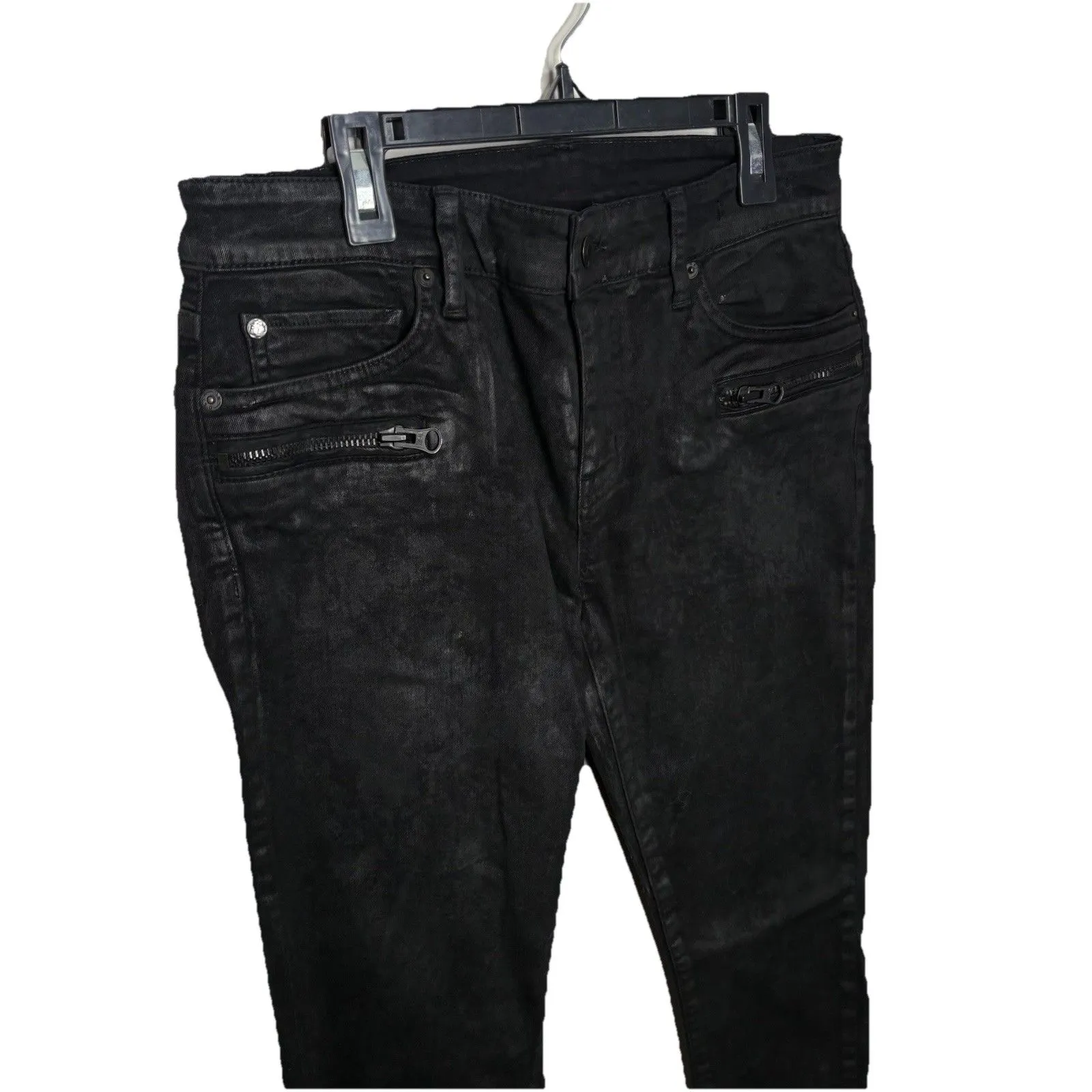 Denim & Supply Ralph Lauren Jeans Black Coated Denim Crop Skinny 29/32 Womens - Image 2