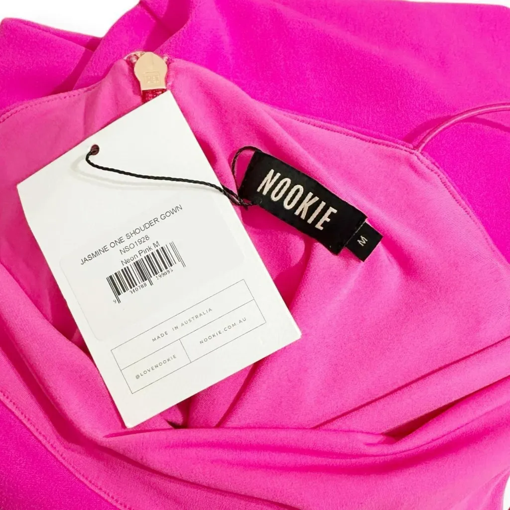 NOOKIE Jasmine One Shoulder Gown, Neon Pink, Medium - Image 11