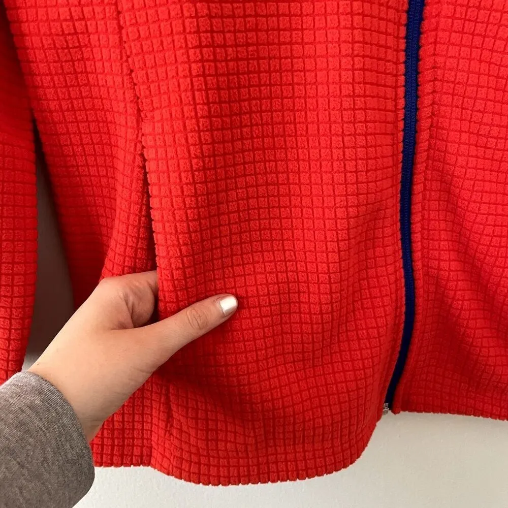 NWT Lands' End bright orange blue full zip sweater fleece pockets women size M - Image 4