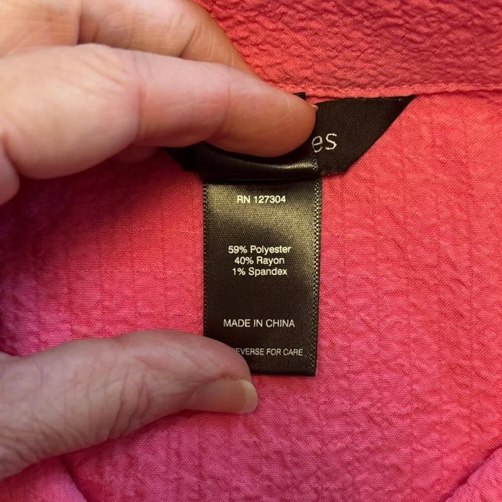 Ali Miles Size M Tunic Top Pink Black Lagenlook Button Front Art To Wear Size M - Image 4