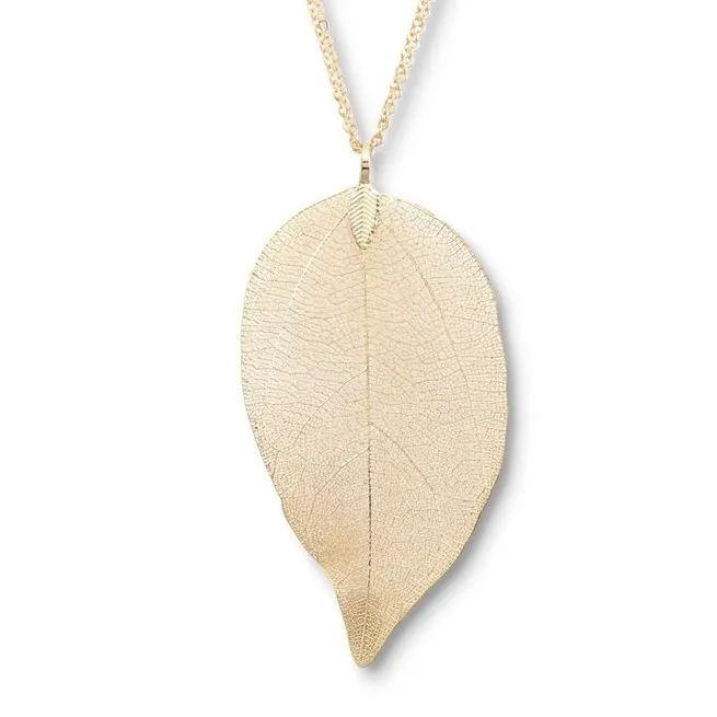 AUTUMN LEAF Delicate Gold Real Filigree Leaf Boho Necklace Fall - Image 3
