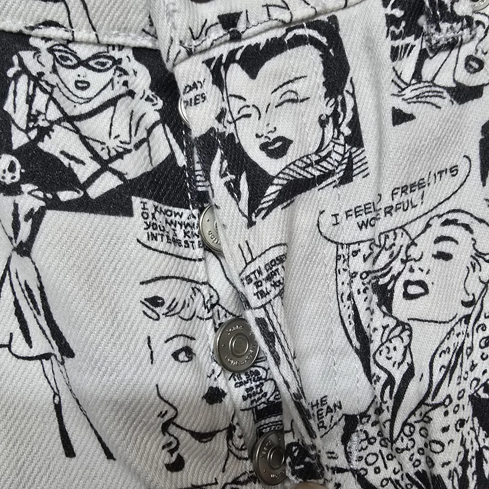 Reformation Newsprint Comic Jeans‎ 26 White Black Denim Straight Leg HIgh Rise - Image 3