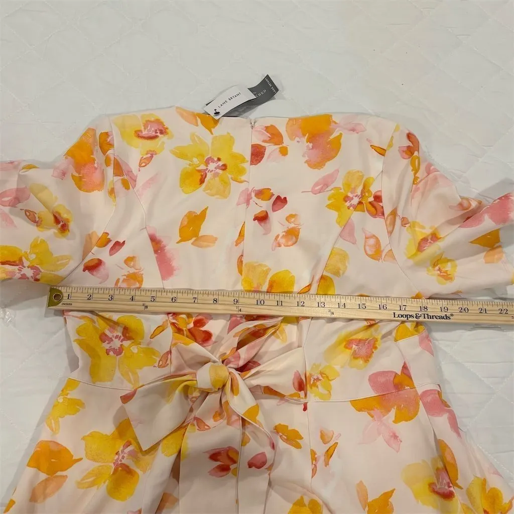 Lane Bryant Women's Floral Dress Size 14 Short Sleeve V-Neck - Image 8