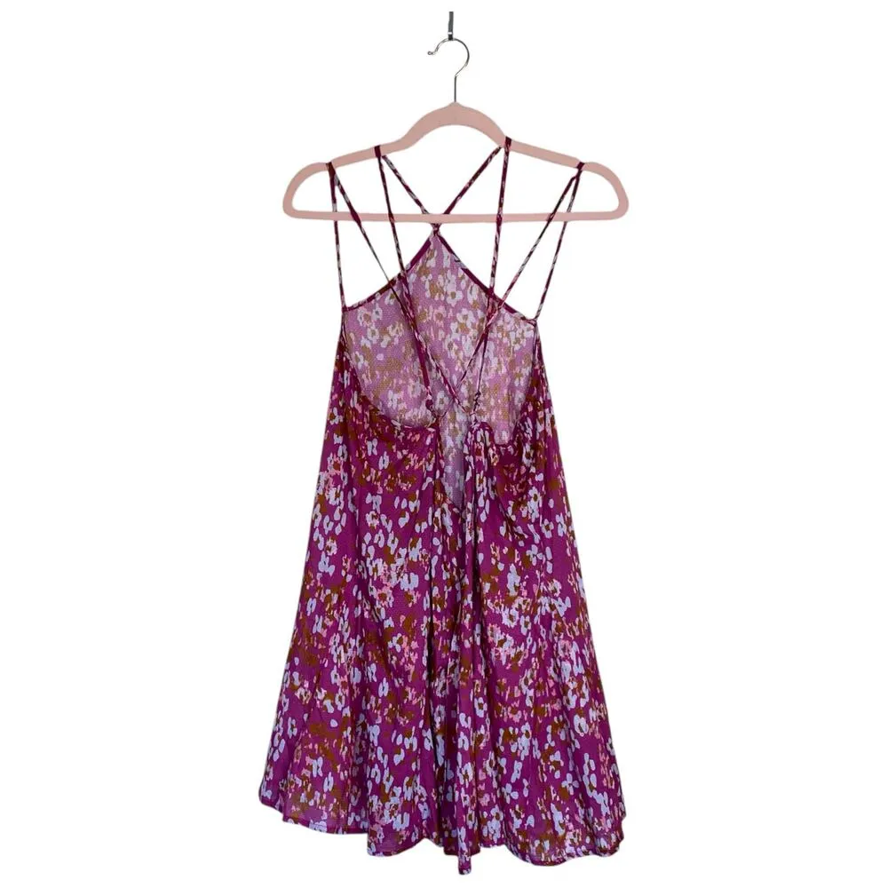 BY ANTHROPOLOGIE Pink Floral Sheer Mini dress Strappy Halter Size XS Summer - Image 4