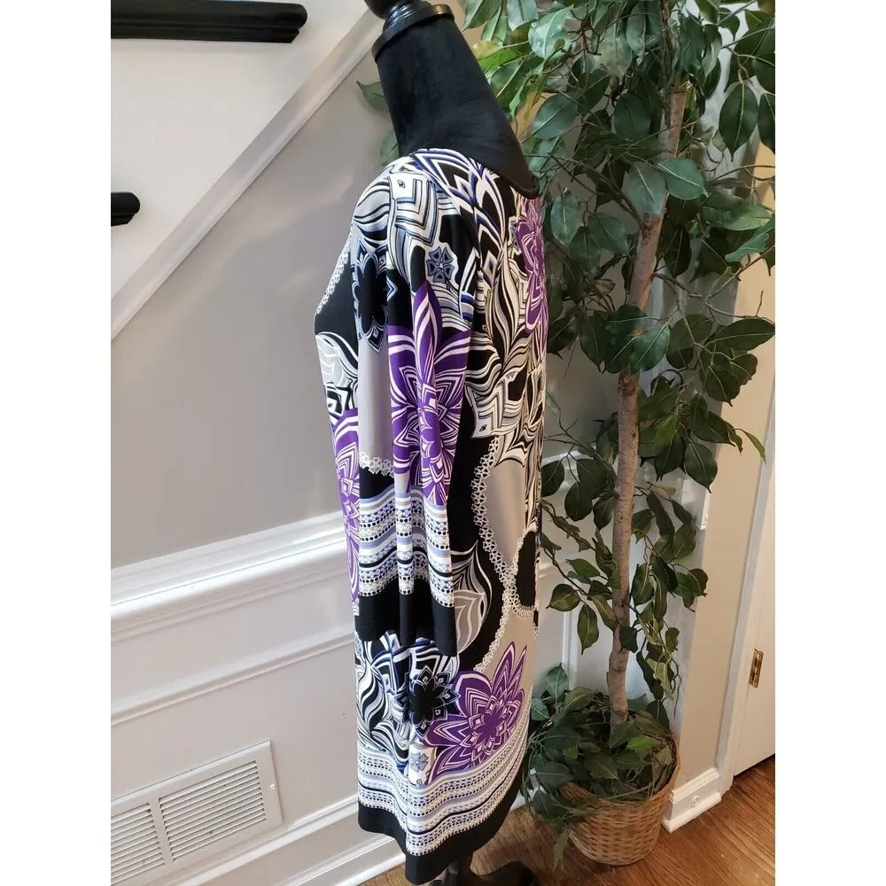 Intermission Women's Multicolor Round Neck Long Sleeve Knee Length Dress Size 12 - Image 6