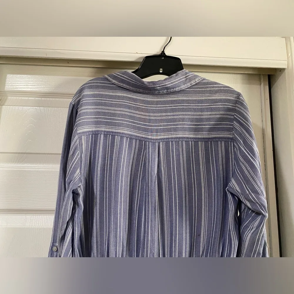 Vintage America Women's Long Sleeve Gray Blue Flannel Collared Shirt Top Size M Size M - Image 7