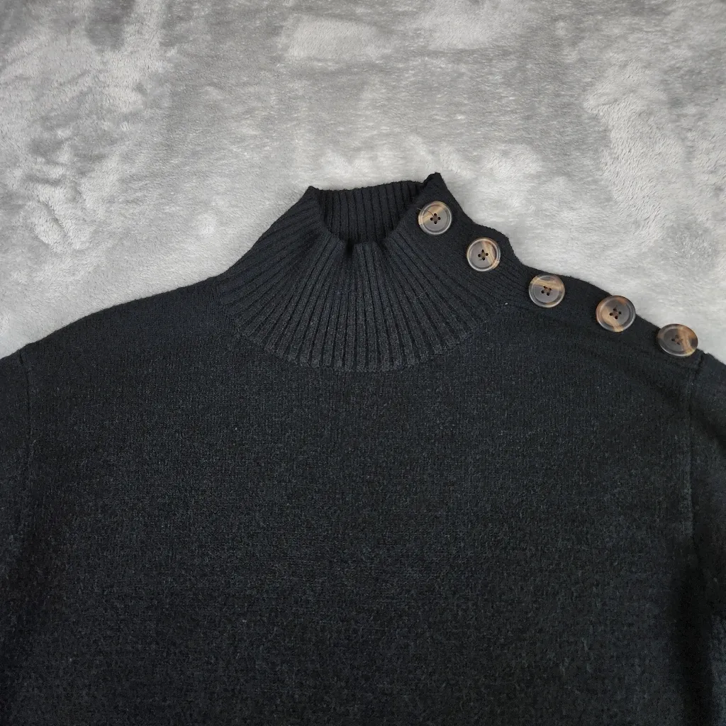 Anthropologie Margarita Mock Neck Tunic Sweater Black Minimalist Size S Small - Image 5