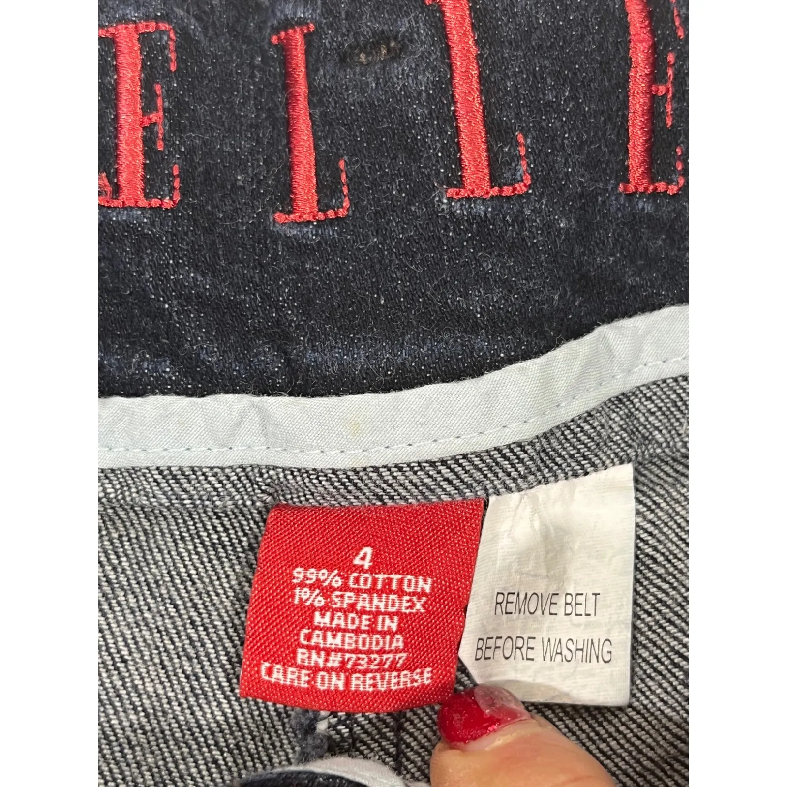 ELLE Dark Wash Women Jeans Trousers Wide Flare Leg Cropped Low Rise Size 4 - Image 4