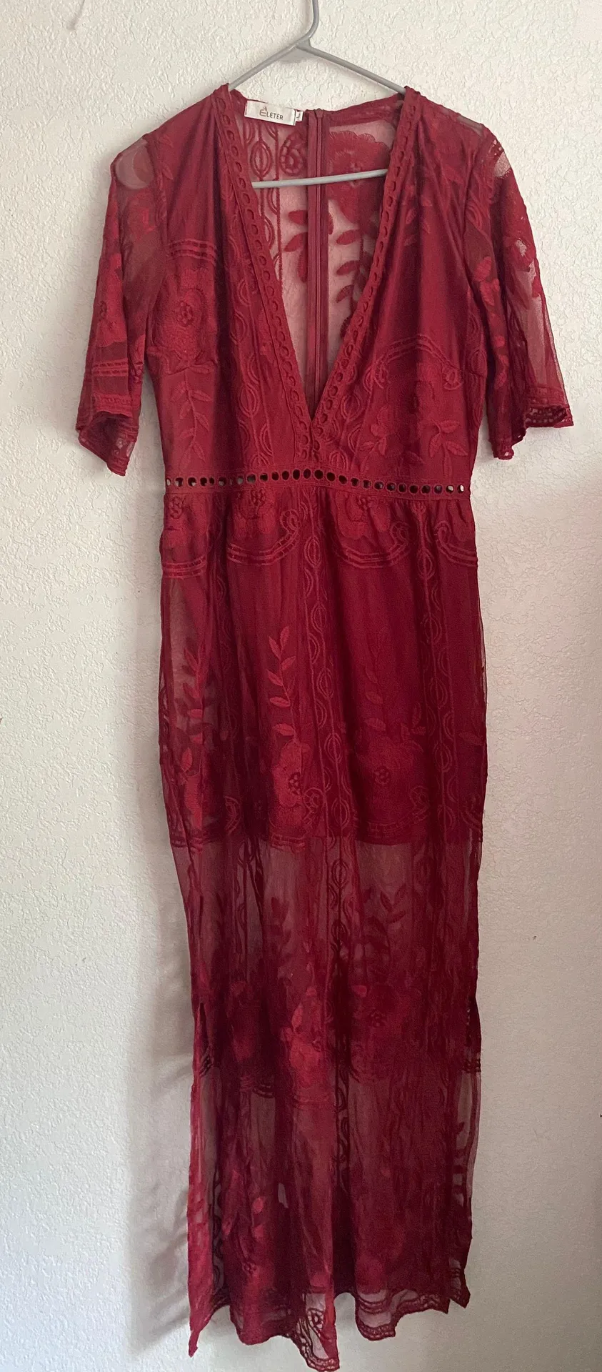 Deep V Maroon/red Romper Red Size L - Image 2