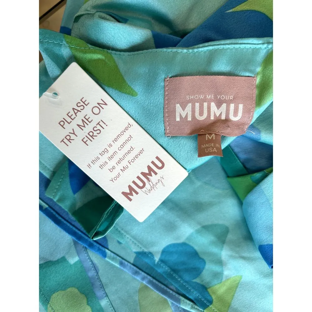 Show Me Your Mumu Mina Midi Dress in Blue Piccadilly Floral M NWT - Image 4