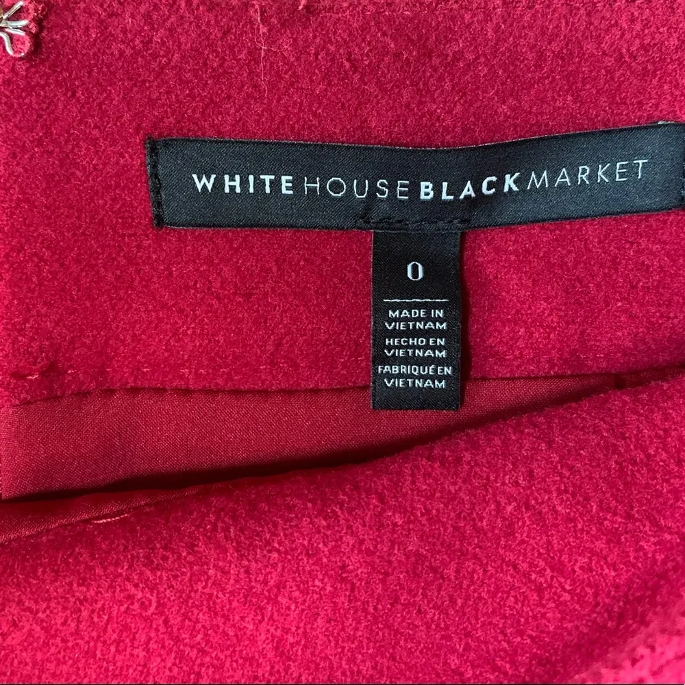 White House Black Market Red Wool Skirt - Image 3