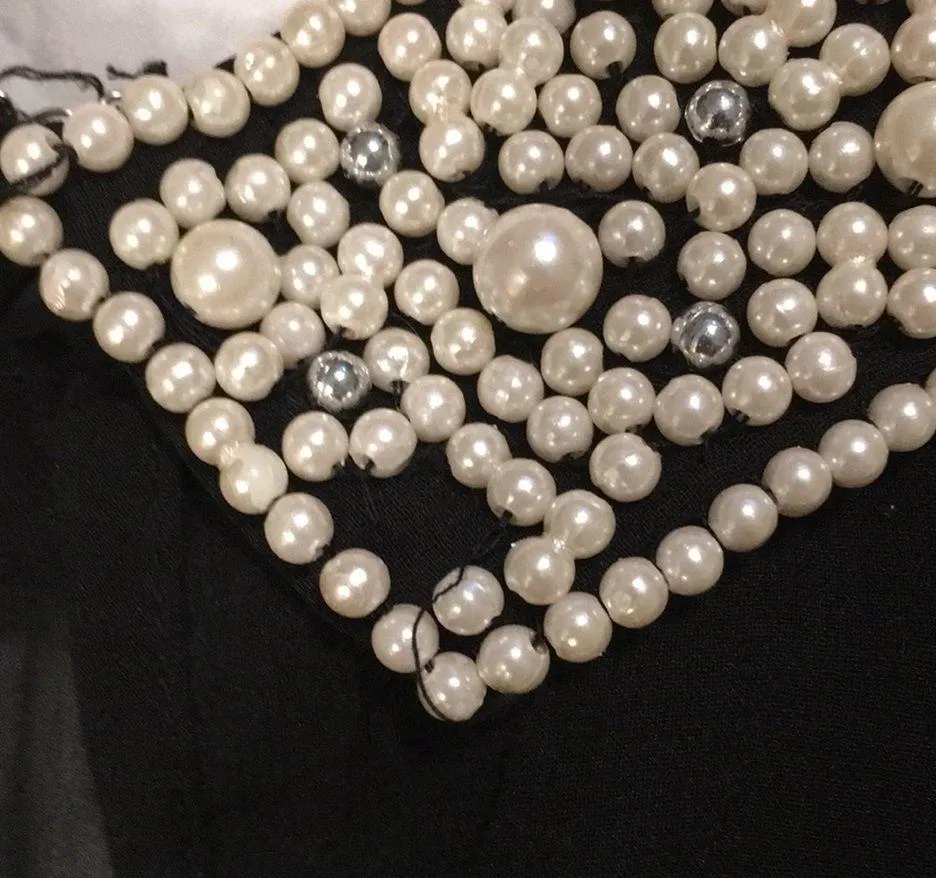 Dizzy Lizzy Sheer black sleeveless both with pearl peter pan collar Size Small - Image 10