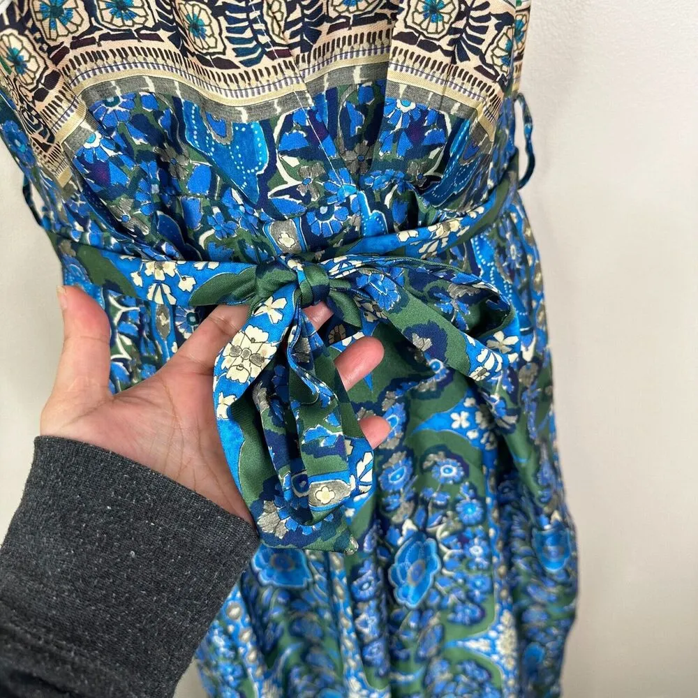 NEW Zara Size L Wide Leg Satin Jumpsuit Paisley Floral Sleeveless Mixed Print - Image 11