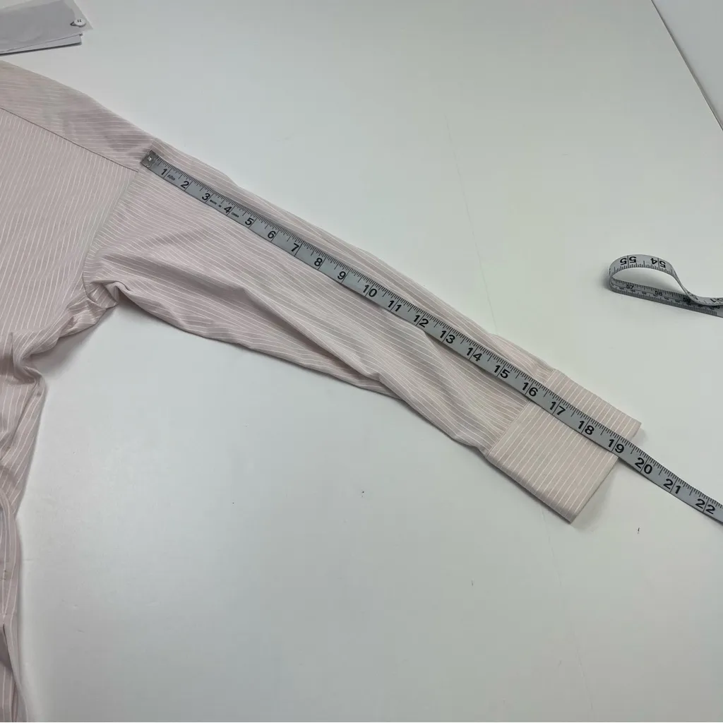 MaxMara Light Pink Edmea‎ Button Down Blouse Medium Striped Mandarin Collar NEW - Image 13