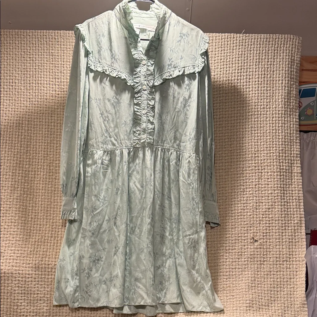 Raquel Allegra Luna Ruffle Neo Victorian Poet Dress Mint Green Size 3 - Image 7