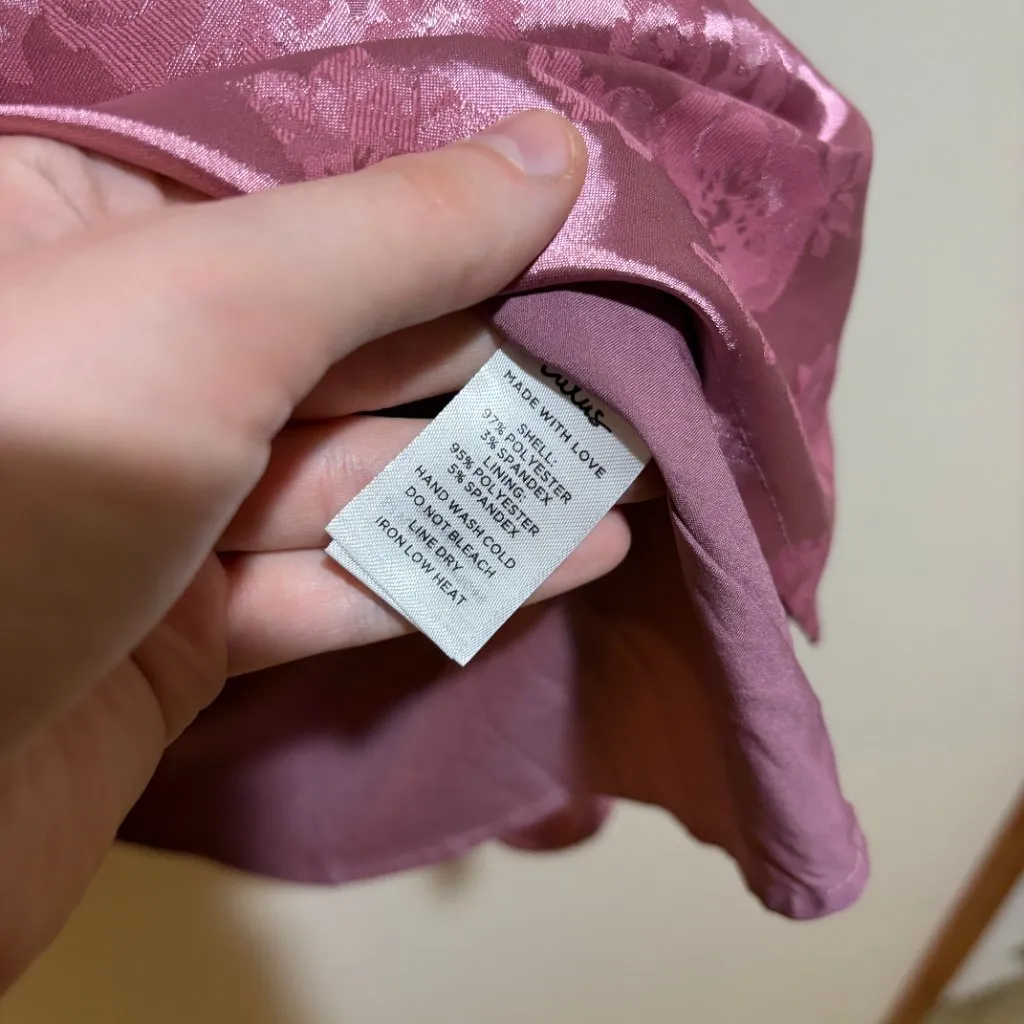 Lulus Got the Key Mauve Satin Floral Jacquard Halter Slip Mini Dress Pink Size M - Image 11