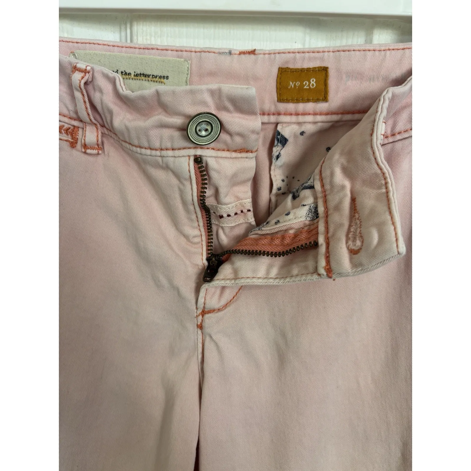 Anthropologie Pilcro Pink Hyphen Chino Pants Size 28 Stretch Utility Boho Casual - Image 4