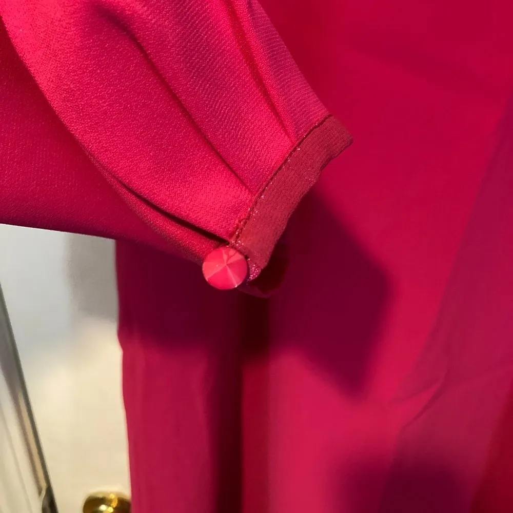 Armani Jeans women’s size 12 US / 48 IT mesh shoulder no stretch fuchsia dress Pink - Image 4